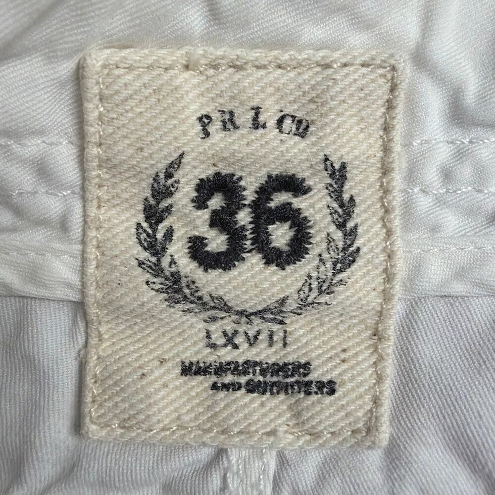 Polo Ralph Lauren White Cargo Shorts Drawstring Waist Size 36 Yacht Preppy - Picture 9 of 12